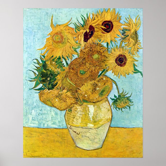van Gogh Still Life Vase with Twelve Sunflowers Poster (Front)