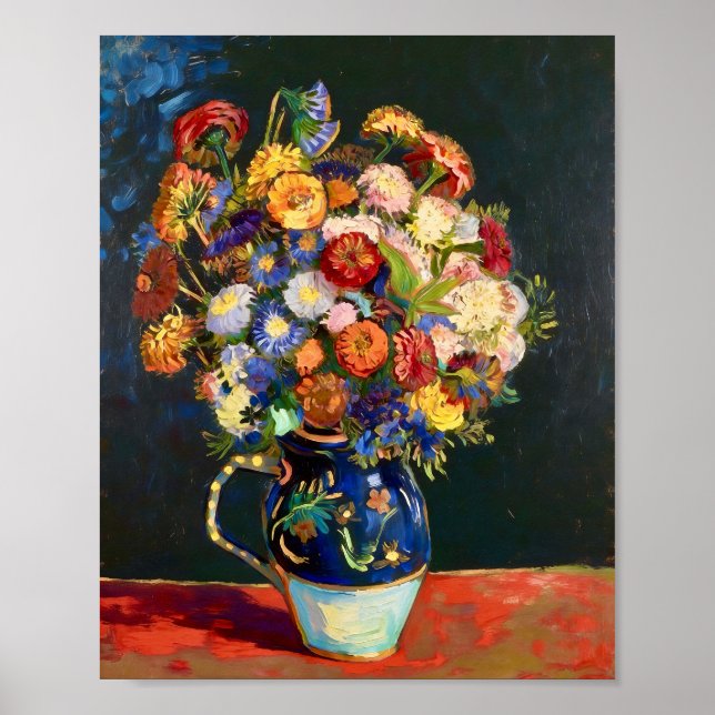 Van Gogh Still Life Vase with Zinnias Poster (Front)