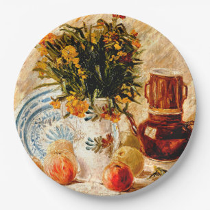 Van Gogh - Still Life with Coffee Pot and Flowers Paper Plate