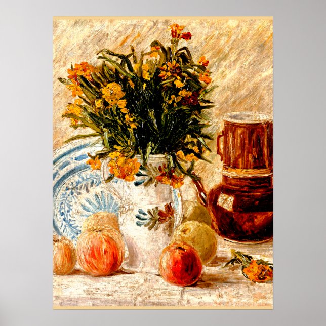 Van Gogh - Still Life with Coffee Pot and Flowers Poster (Front)