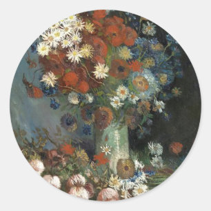 Van Gogh Still Life with Meadow Flowers and Roses Classic Round Sticker