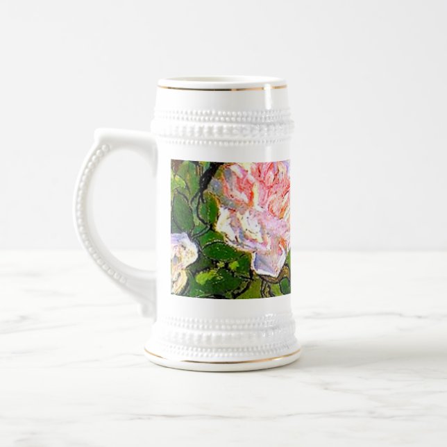 Van Gogh Still Life with Pink Roses Beer Stein (Left)