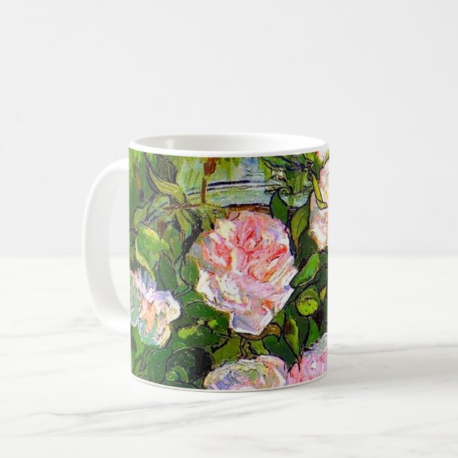 Van Gogh Still Life with Pink Roses Coffee Mug (Front Left)