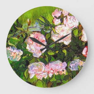 Van Gogh Still Life with Pink Roses Large Clock