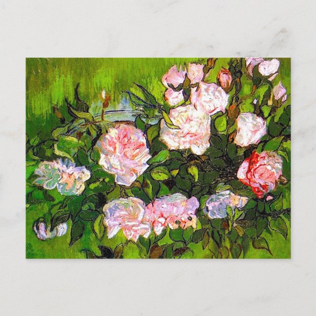 Van Gogh Still Life with Pink Roses Postcard (Front)