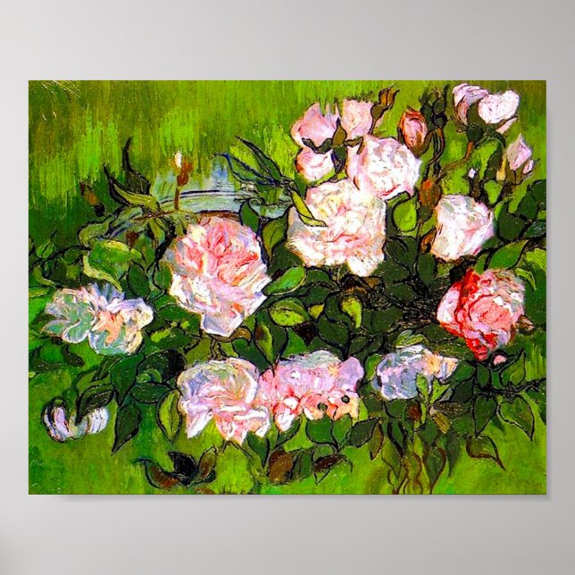 Van Gogh Still Life with Pink Roses Poster (Front)