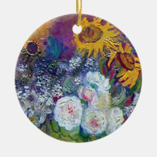 Van Gogh - Still Life With Roses And Sunflowers Ceramic Tree Decoration