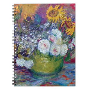 Van Gogh - Still Life With Roses And Sunflowers Spiral Notebook