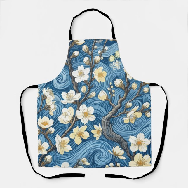 Van Gogh Style Almond Blossoms Apron (Front)