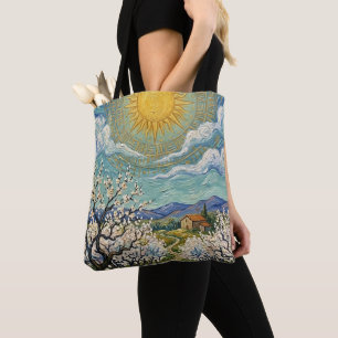 Van Gogh Style Almond Orchard Sunlit Blossom Fine Tote Bag