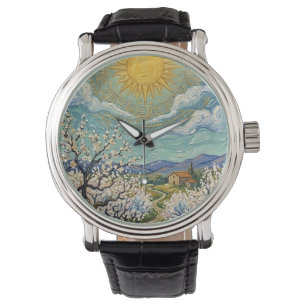 Van Gogh Style Almond Orchard Sunlit Blossom Fine  Watch
