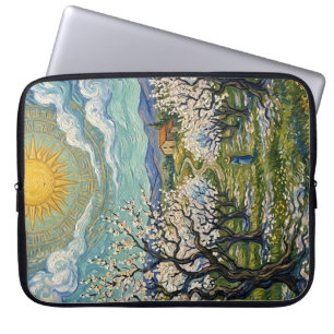 Van Gogh Style Almond Orchard Sunlit Blossom Laptop Sleeve