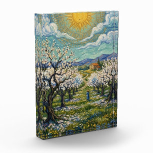 Van Gogh Style Almond Orchard Sunlit Spring Photo Block