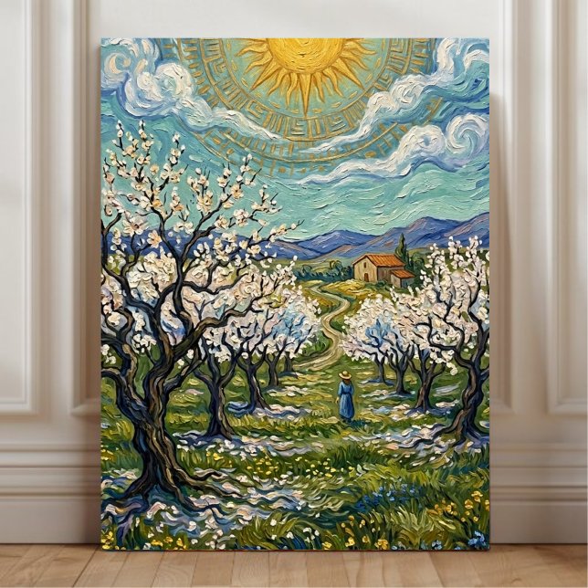 Van Gogh Style Almond Orchard Sunlit Spring Poster Canvas Print (Creator Uploaded)