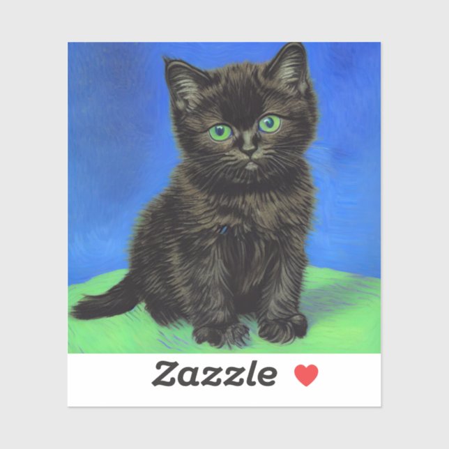Van Gogh Style Black Kitten (Sheet)