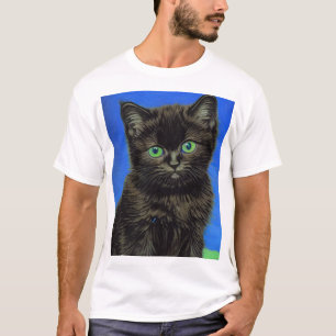 Van Gogh Style Black Kitten T-Shirt