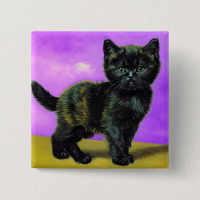 Van Gogh Style Cat 15 Cm Square Badge (Front)