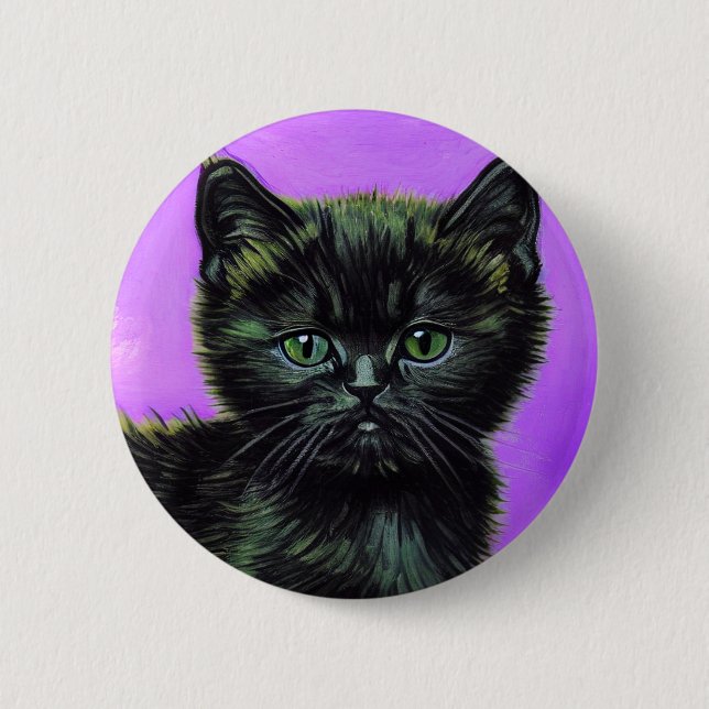 Van Gogh Style Cat 6 Cm Round Badge (Front)