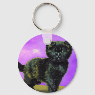 Van Gogh Style Cat Key Ring