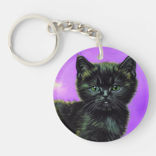 Van Gogh Style Cat Key Ring