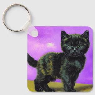 Van Gogh Style Cat Key Ring