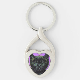 Van Gogh Style Cat Key Ring