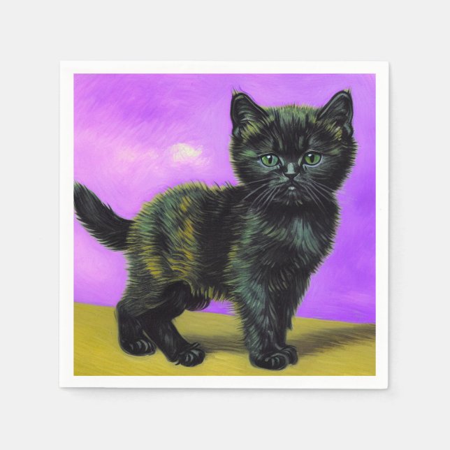 Van Gogh Style Cat Napkin (Front)