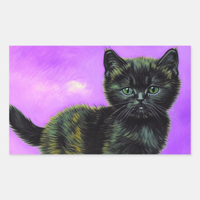 Van Gogh Style Cat Rectangular Sticker (Front)
