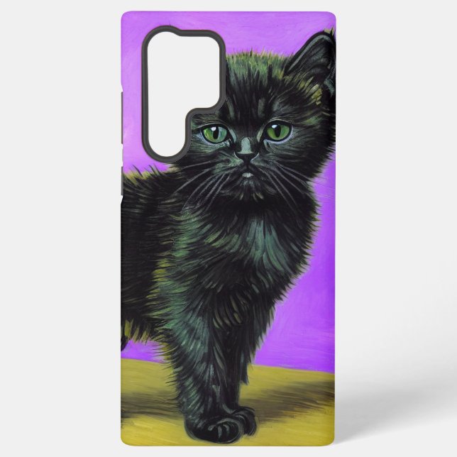 Van Gogh Style Cat Samsung Galaxy S22 Ultra Case (Back)