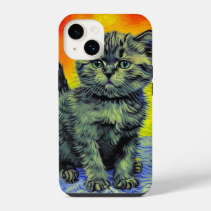Van Gogh Style Cat Sunset Beach iPhone 14 Case