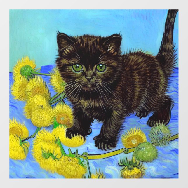 Van Gogh Style Cat with Sunflowers (Sheet)
