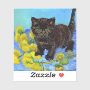 Van Gogh Style Cat with Sunflowers