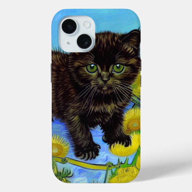 Van Gogh Style Cat with Sunflowers Case-Mate iPhone Case (Back)