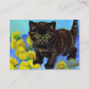 Van Gogh Style Cat with Sunflowers Enclosure Card