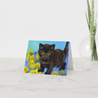 Van Gogh Style Cat with Sunflowers