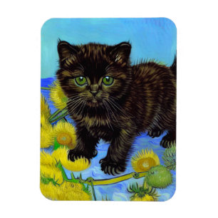 Van Gogh Style Cat with Sunflowers Magnet