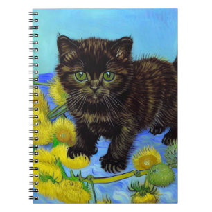 Van Gogh Style Cat with Sunflowers Notebook