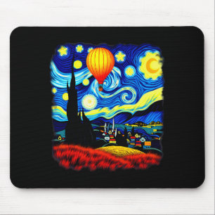 Van Gogh Style Hot Air Balloon Starry Night Mouse Pad