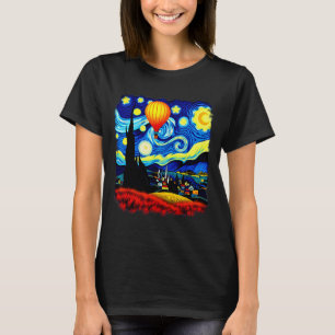 Van Gogh Style Hot Air Balloon Starry Night T-Shirt