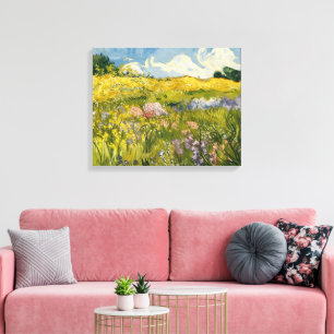 Van Gogh-Style Oil Painting of Wildflower Meadow Canvas Print