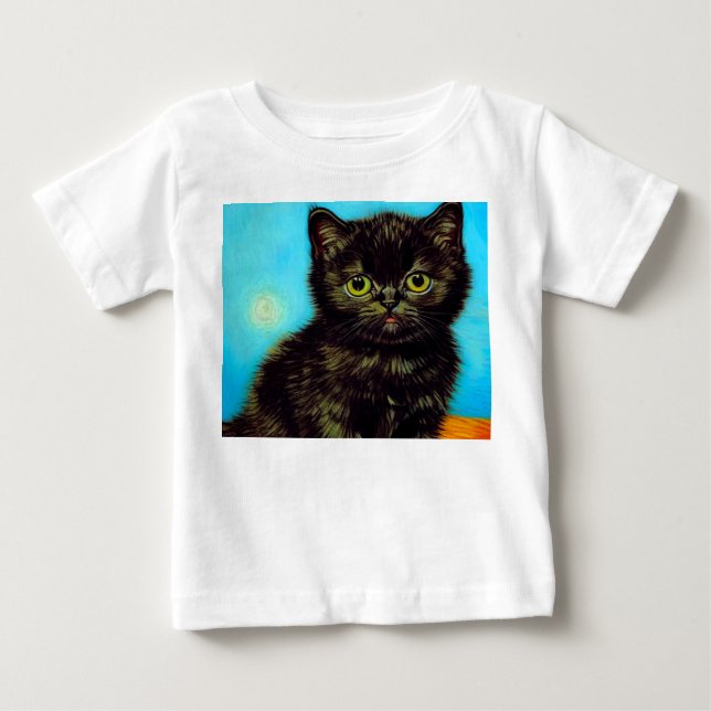 Van Gogh Style Pouting Kitten Baby T-Shirt (Front)