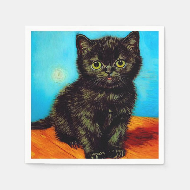 Van Gogh Style Pouting Kitten Napkin (Front)