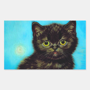 Van Gogh Style Pouting Kitten Rectangular Sticker
