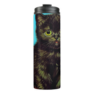 Van Gogh Style Pouting Kitten Thermal Tumbler