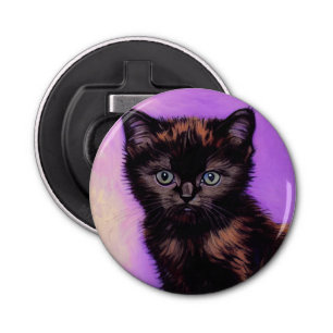 Van Gogh Style Purple Cat Bottle Opener