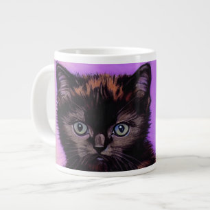 Van Gogh Style Purple Cat Large Coffee Mug