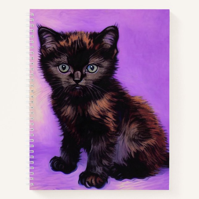 Van Gogh Style Purple Cat Notebook (Front)