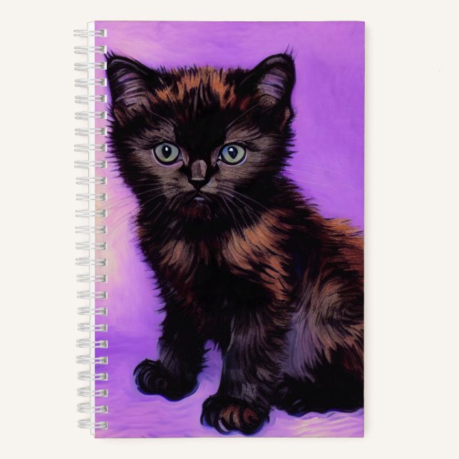 Van Gogh Style Purple Cat Notebook (Front)