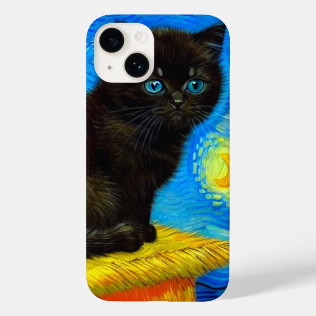Van Gogh Style Starry Night Cat Case-Mate iPhone Case (Back)
