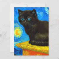 Van Gogh Style Starry Night Cat